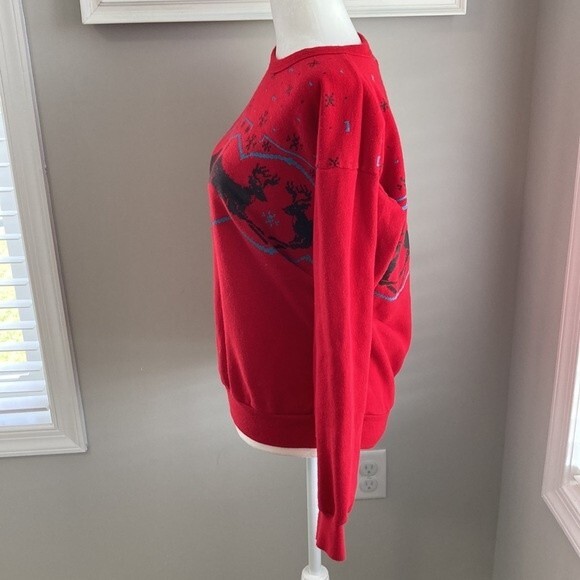 Vintage 90s Tultex Reindeer Christmas Sweatshirt Medium - Picture 4 of 8